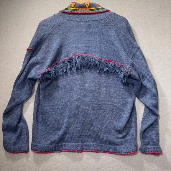 Victoria Jones Cardigan L Wool Blend Artsy‎ Boho Cottage Statement Embellished - Picture 2 of 7